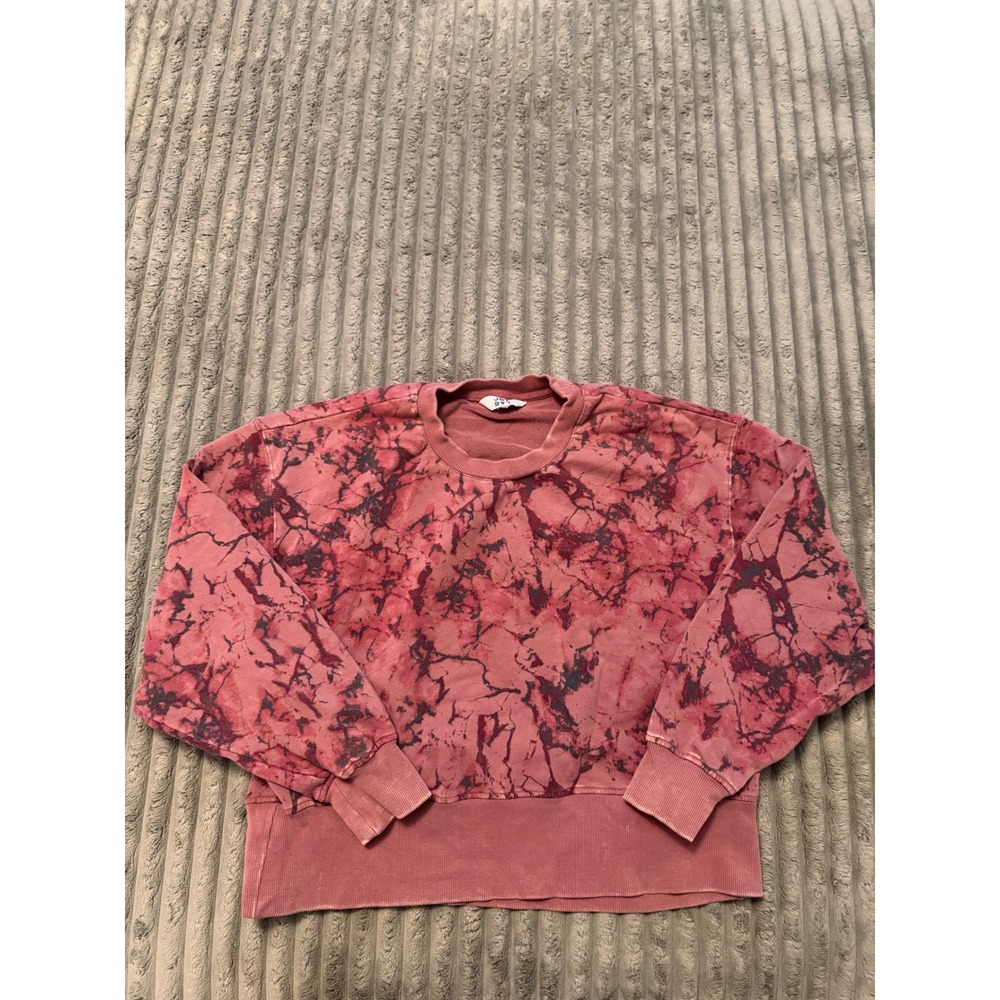 JoyLab Red Black Tie Dye Marble Crewneck Sweatshirt Cropped Pullover Size M